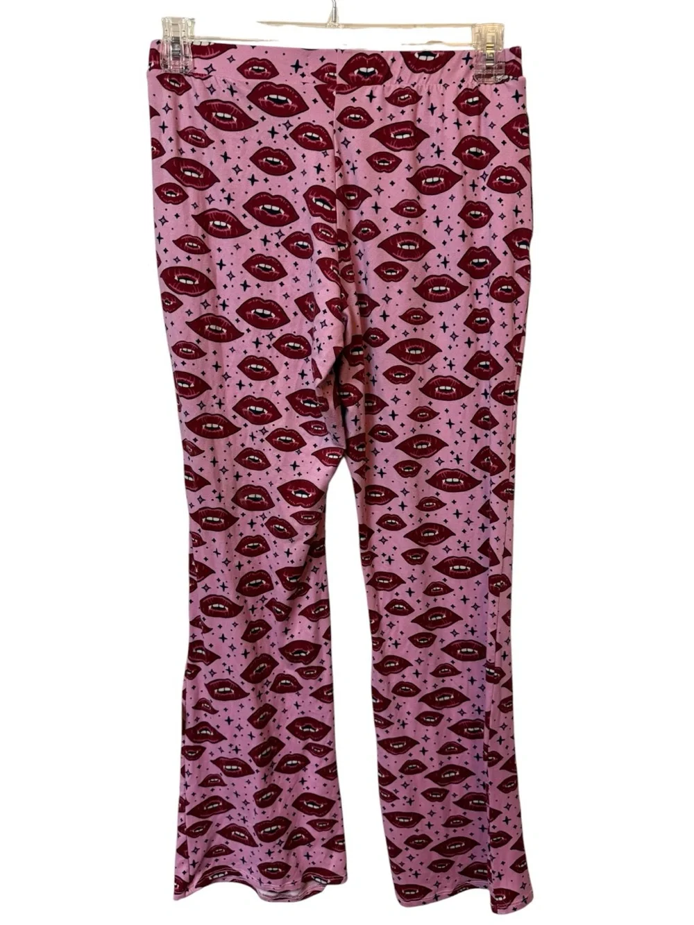 Madden Girl Pink Vampire Fangs Lip Print Pajama Loungewear Halloween Goth Medium